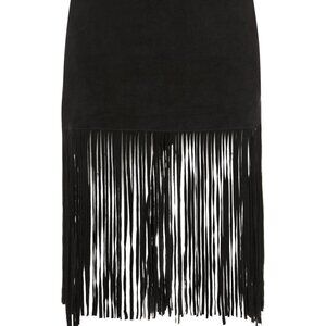 Black Suede Fringe Skirt by Neiman Marcus, Size S